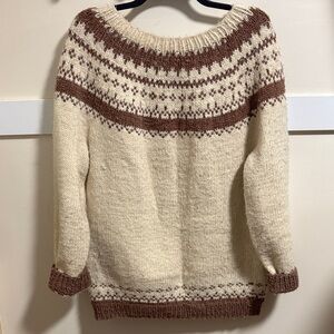 Hand knit xxl Cozy Cream and Brown Knit Sweater